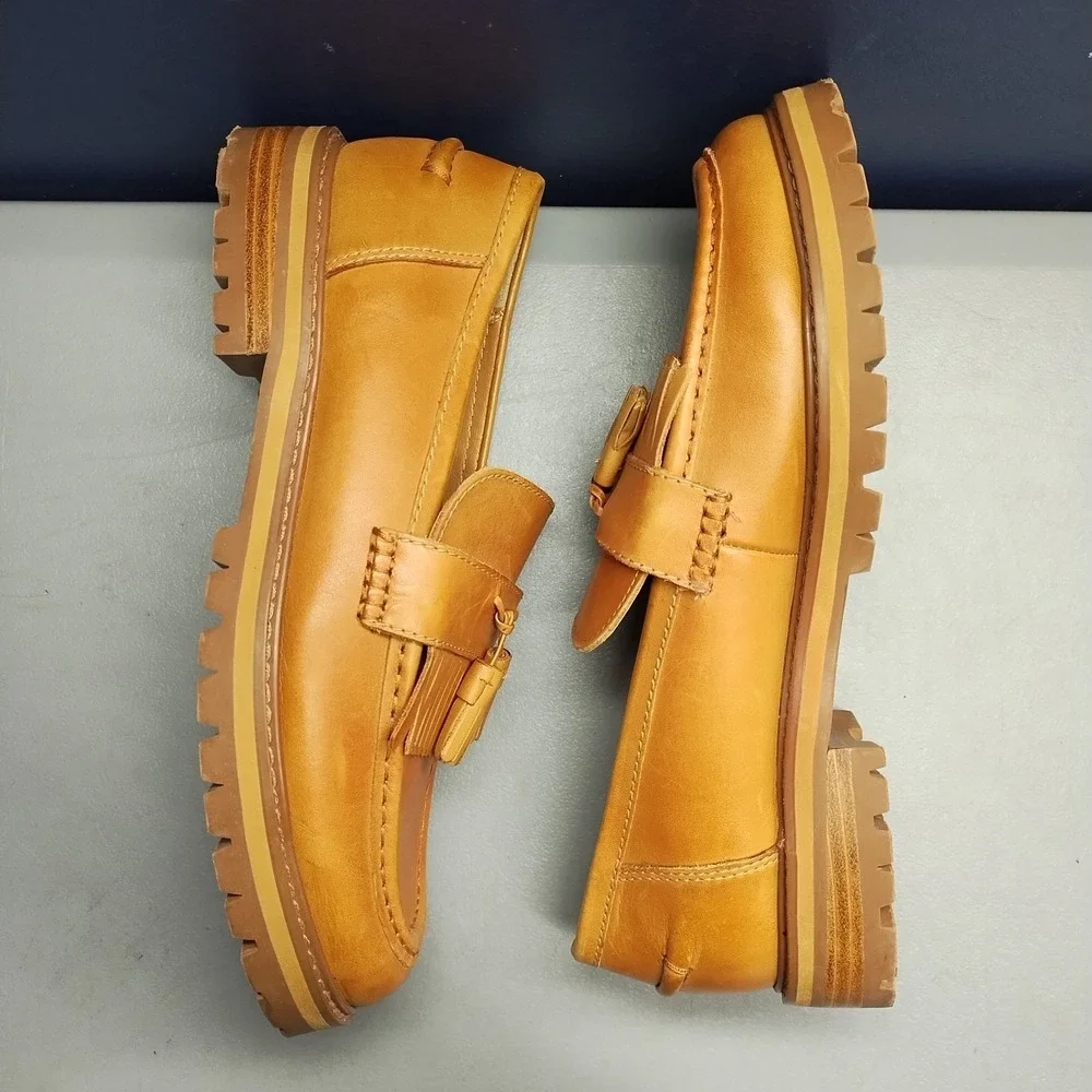 Steve Madden‎ Minka Loafers Womens Size 8.5M Brown Leather Kiltie Tassel Slip On